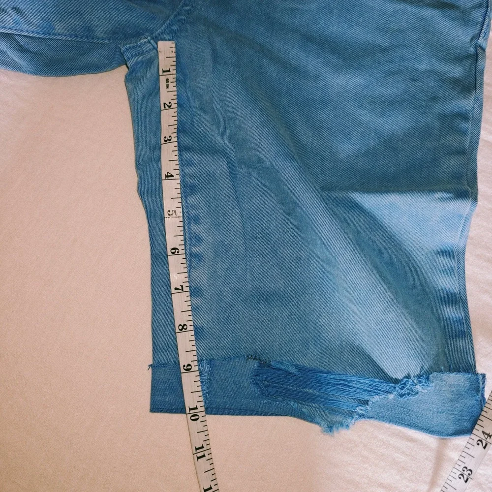 Zenana Acid Wash Dyed Bermuda Distressed‎ Shorts DMP-1892Y Ocean Blue Medium